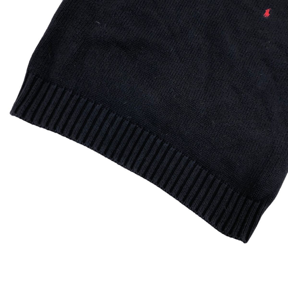 S184 large size RALPH LAUREN Ralph Lauren the best knitted the best tops no sleeve cotton knitted cotton 100% cotton LL navy navy blue 