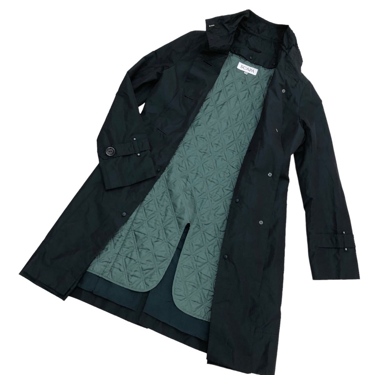 S186 made in Japan SCAPA Scapa coat jacket liner attaching outer outer garment silk . feather weave lady's 38 moss green dark green 