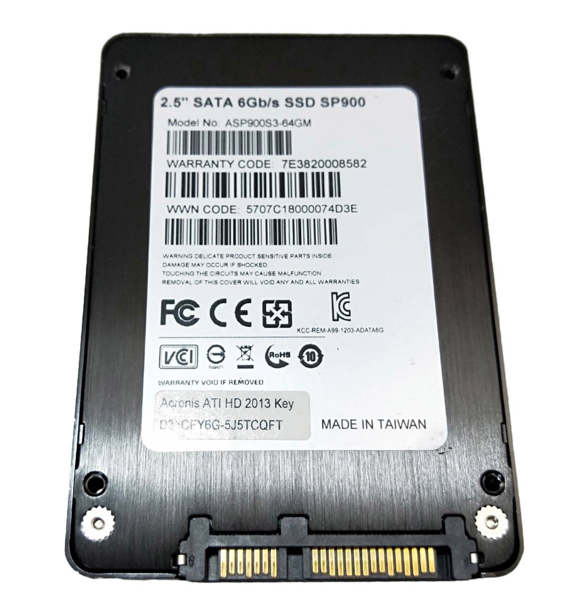 【中古パーツ】2.5 SATA SSD 1台　正常 ADATA SP900 64GB ■SSD20428_画像2