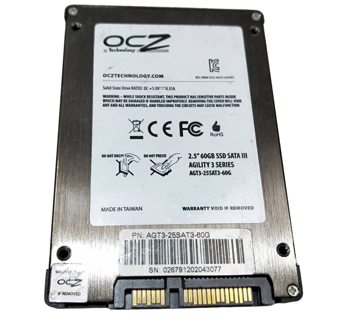【中古パーツ】2.5 SATA SSD 1台　正常 OCZ-AGILITY3 60GB ■SSD02470_画像2