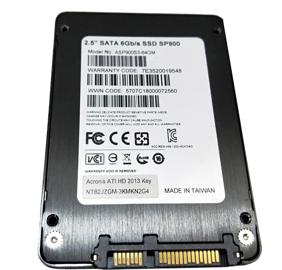 [ б/у детали ]2.5 SATA SSD 1 шт. обычный ADATA SP900 64GB #SSD02463