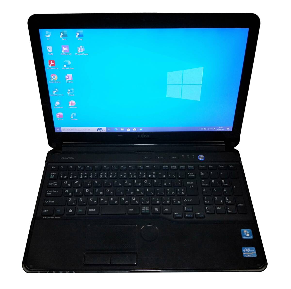 ★【驚速　FUJITSU AH56/G i7-2670QM 2.20GHz x8+8GB+SSD480GB 15.6インチノートPC】Win10+Office2021 Pro/WEBカメ/ブルーレイ E021608_画像1