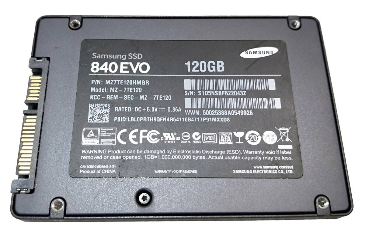 【中古パーツ】2.5 SATA SSD 1台　正常 Samdung SSD 840 EVO 120GB ■SSD02458_画像2