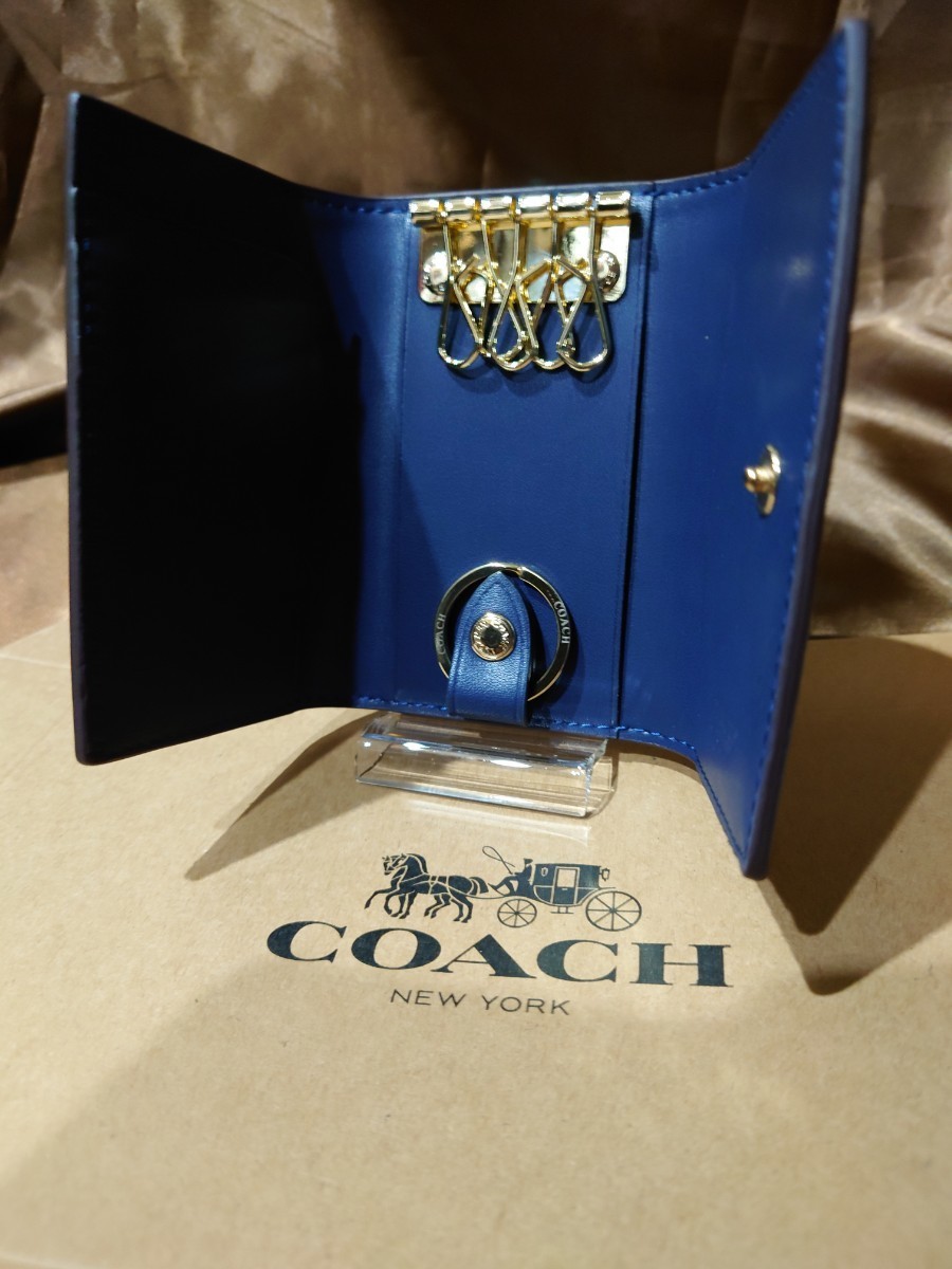 【1スタ】C-186 新品未使用 COACH ファイブ リング キー ケース シグネチャー キャンバス_画像4