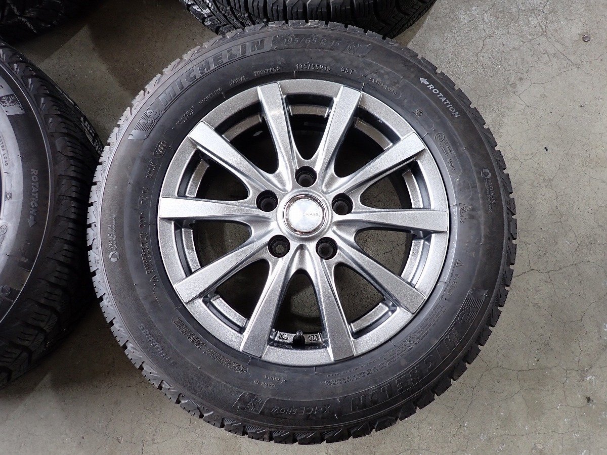 YS6690【送料無料195/65R15】セレナ オーリス ルミオン ミシュラン 中古スタッドレスセット ■15×6J 114.3/5H ET43■《即決》_画像2