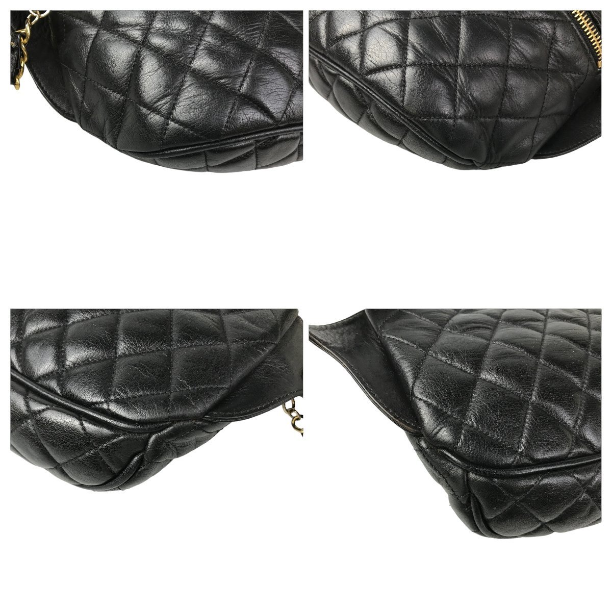 【1円～】シャネル CHANEL バッグ ウエストバッグ ラムスキン ココマーク ゴールド金具 ブラック 中古_画像10