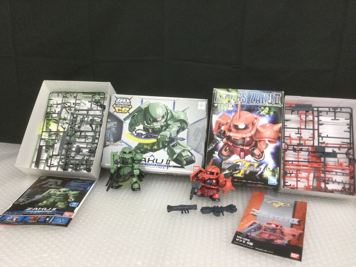 DYS167-60【ガンプラ一部完成品 2点まとめ】SDガンダム BB戦士/クロスシルエット ザク2/MS-06S ザクⅡ Ｓ型 プラモデル/箱付きt_画像1