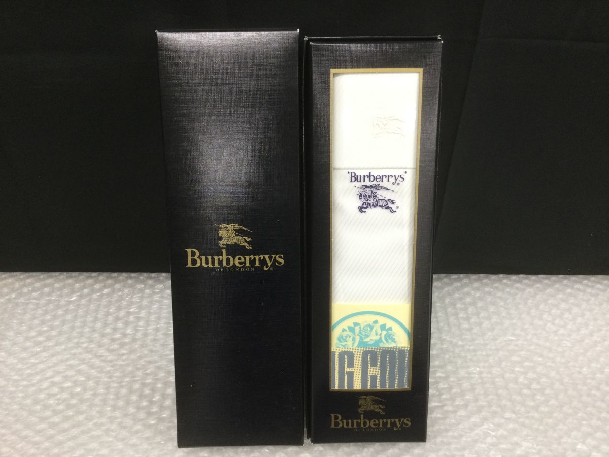 D569-60⑨【未開封保管品】BURBERRY(バーバリー)LONDON(ロンドン)ワイシャツ 仕立て布 綿100％ 白 ストライプ柄 チェック柄/t_画像1