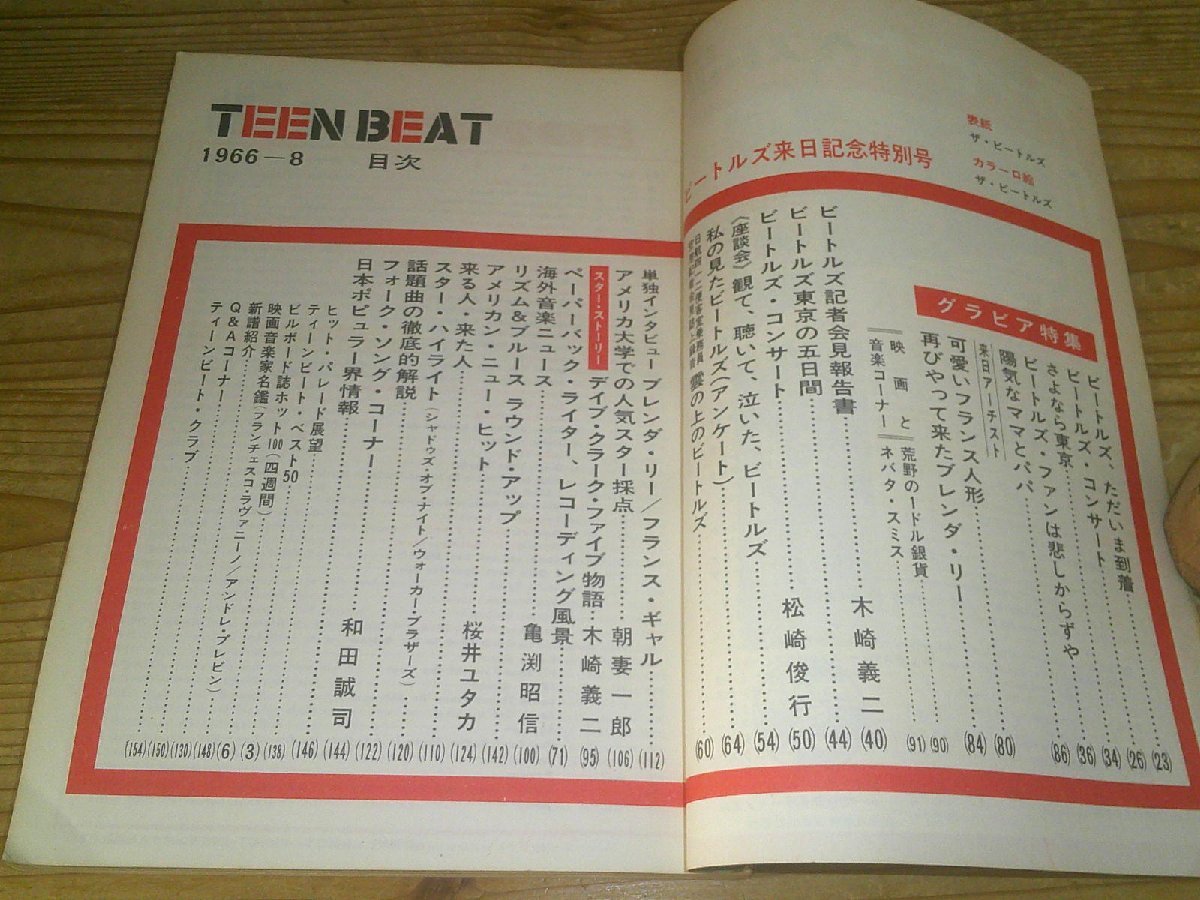 TEEN BEAT ティ－ンビート；1966年8月号；ビートルズ来日記念特集号_画像3