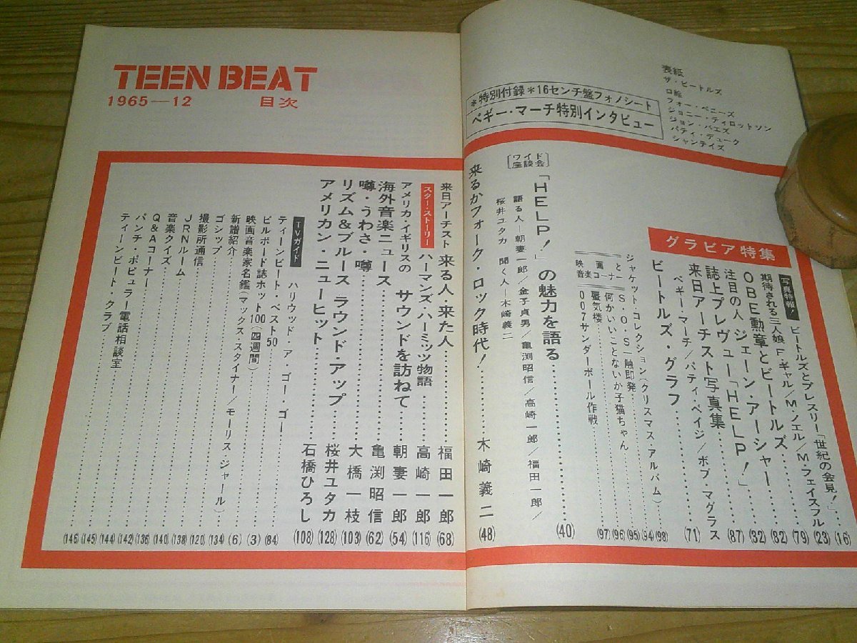 TEEN BEAT ティ－ンビート；1965年12月号；ビートルズとエルヴィス・プレスリー「世紀の会見」_画像2