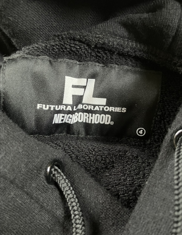 状態良好 21aw NEIGHBORHOOD x FUTURA Laboratories C-HOODED.LS パーカー ネイバーフッド BLACK L ブラック フーディー_画像5