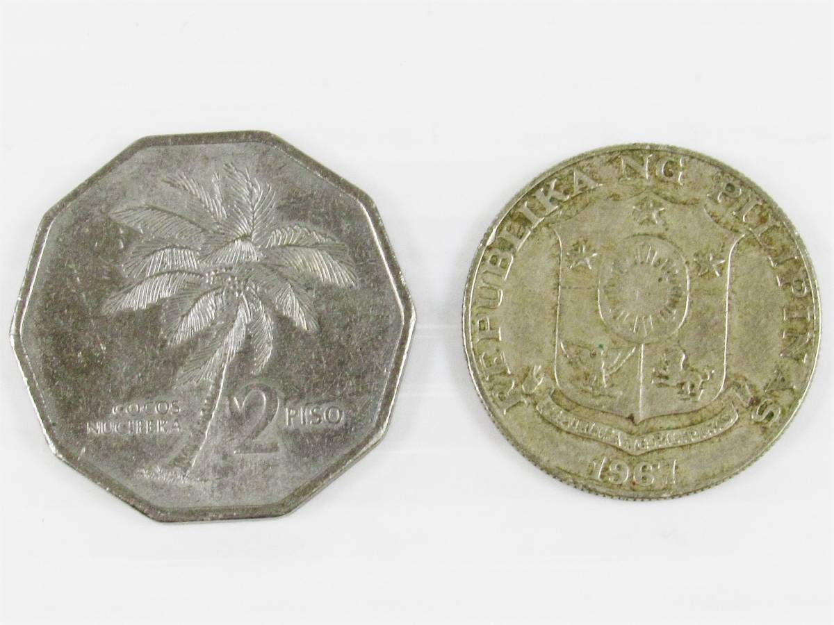 フィリピン古銭 1ペソ 2ペソ 50センタボ まとめ6枚セット 水牛 硬貨 1PESO 2PESO アンティークコイン コレクション 外国コイン kd_画像8