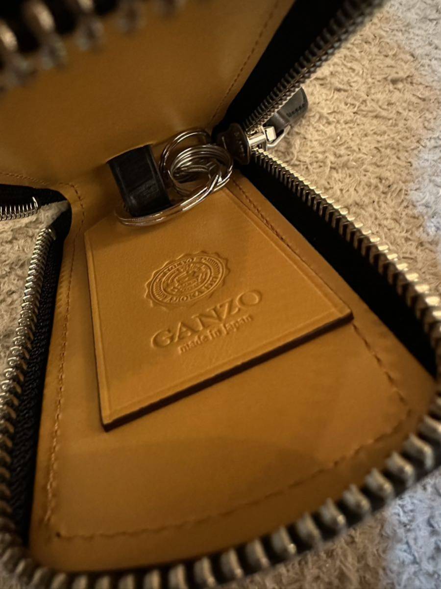 GANZO gun zoAVON ( Avon ) round fastener key case key ring key holder original leather popular complete sale black black model 