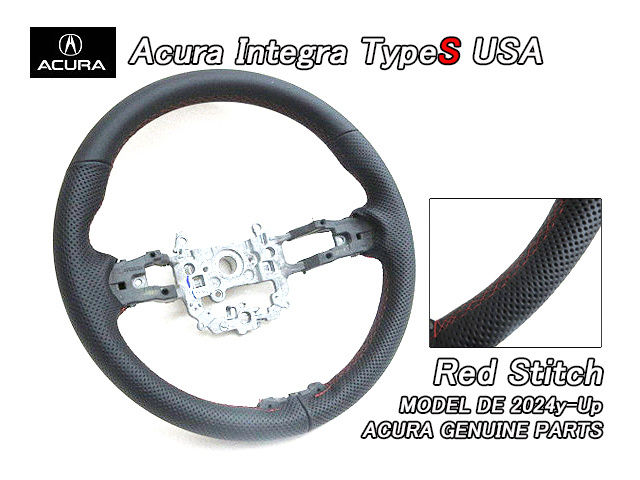 インテグラDE4DE5【ACURA】アキュラINTEGRAタイプS純正USステアリングホイール(赤ステッチ)/USDM北米仕様TypeSハンドルUSA縫い目レッド色_画像1