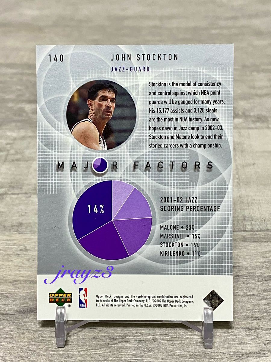 ★John Stockton★シリアルナンバー#003/500★2002-03 Upper Deck Finite MF #140【 ジョン・ストックトン 】Utah Jazz / Karl Malone_画像2