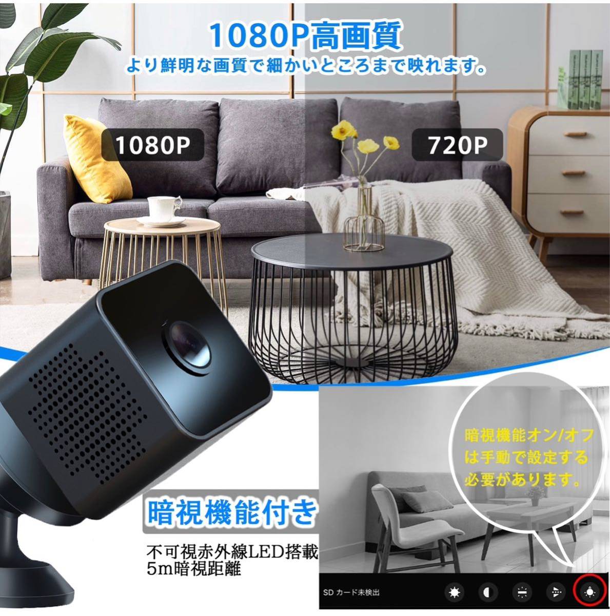  small size camera security camera WIFI with function recording video recording .. monitoring moving body detection night vision function wide-angle interior security camera 