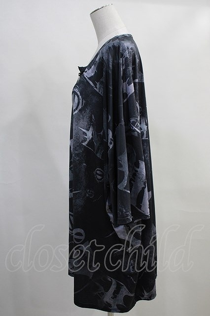 NieR Clothing / print short sleeves CUTSEW black H-24-02-08-014-PU-TO-KB-ZT209