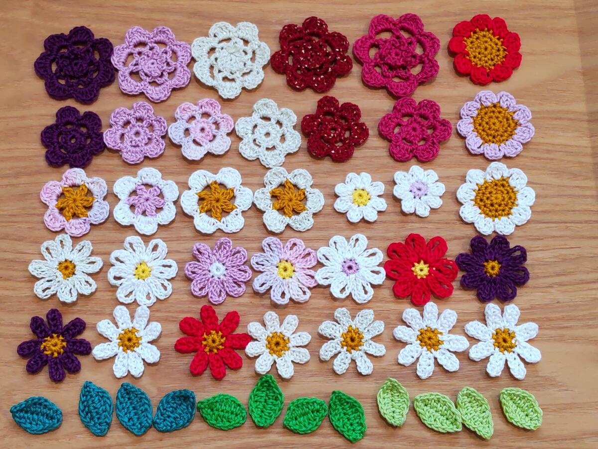 レース編みお花のモチーフ♪　お花（平ら）　パープル系　いっぱい 　ハンドメイド_画像2