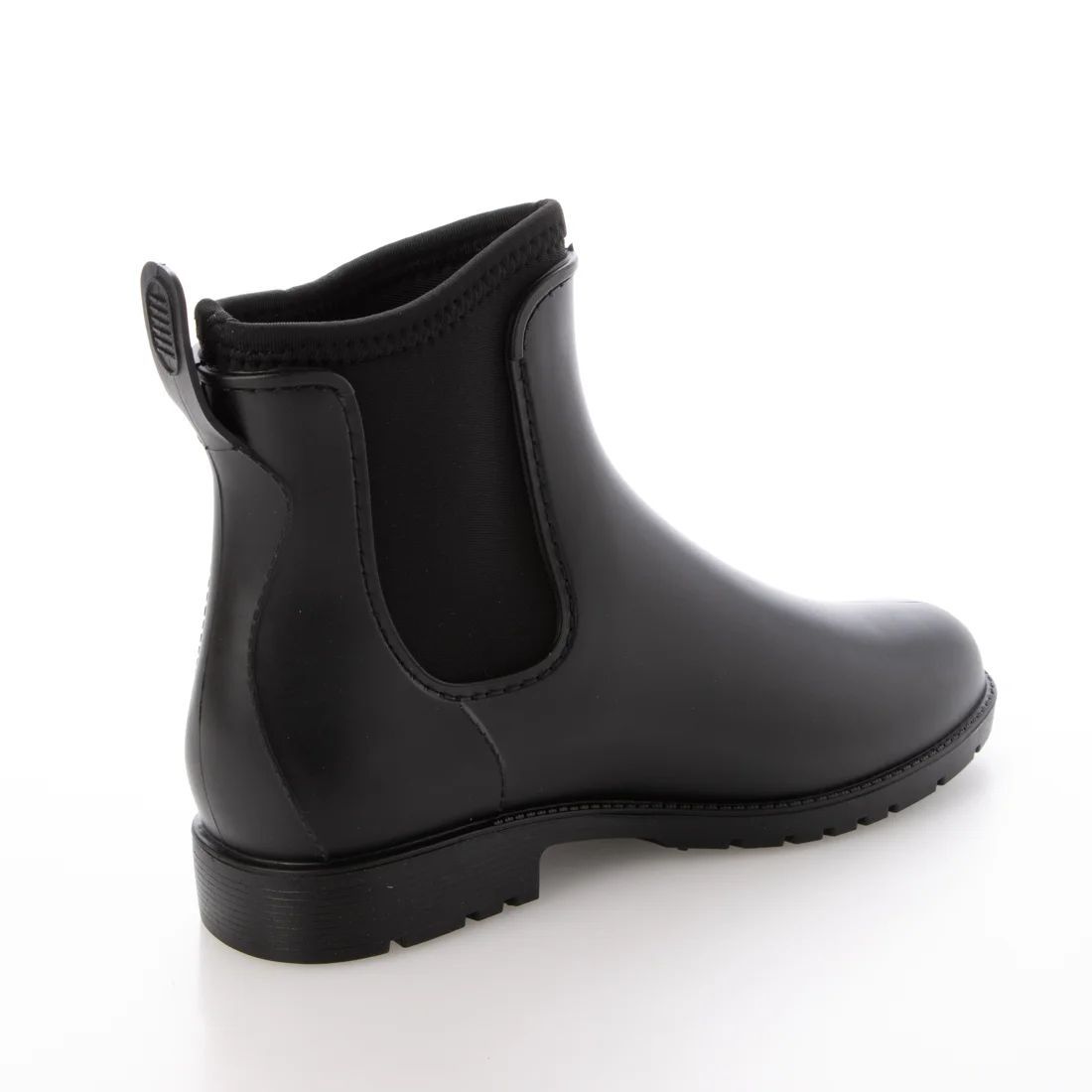 レディース ショート丈レインブーツ　レインシューズ　長靴　雨靴　ネオプレン素材　新品『22032-BLK-245』24.5cm