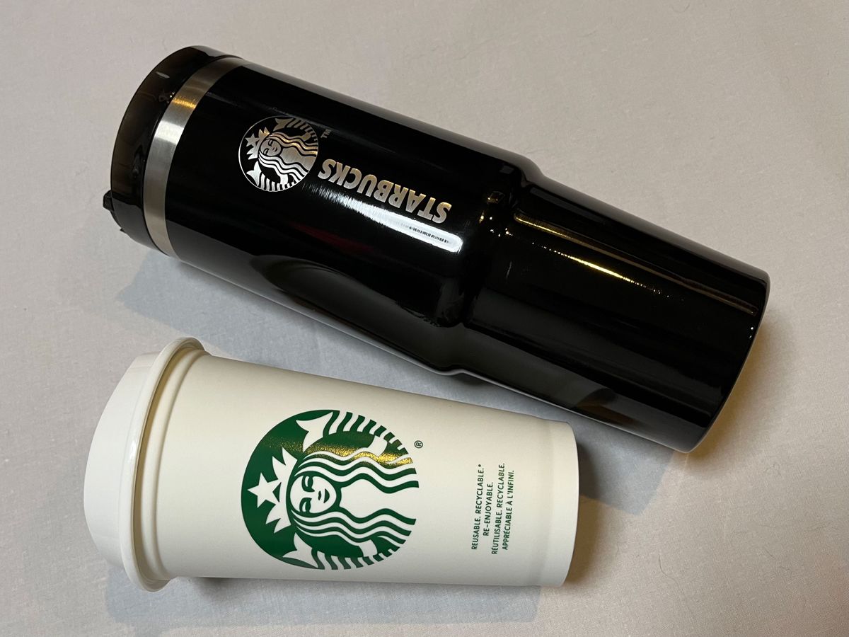 【STARBUCKS】新品未使用　黒にシルバーの文字がカッコいいステンレスタンブラー　海外 スターバックス 