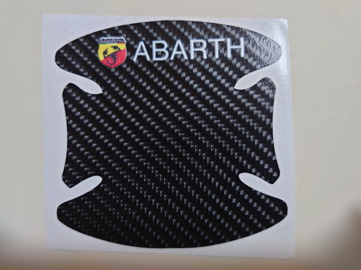 フィアット アバルト ABARTH ロゴ入り カーボンシートタイプ ドアハンドル・ドアボウル プロテクション(保護)ステッカー ドア4枚分セット