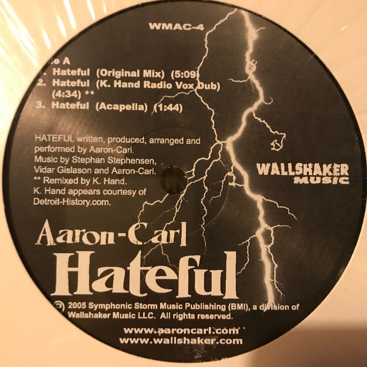 [ Aaron-Carl - Hateful - Wallshaker Music WMAC-4R ] K-Hand , Orlando Voorn_画像1