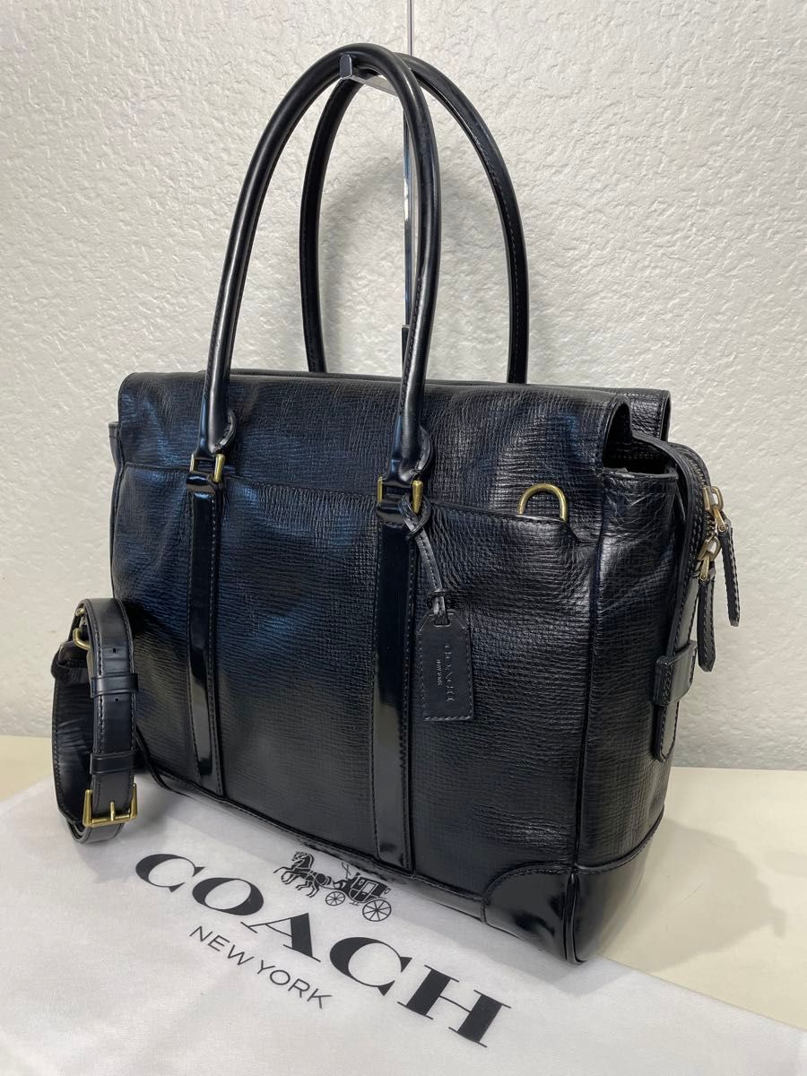 【良品】定価10万　コーチ　メンテ済み　COACH メンズ　2way ビジネス　バッグ　トートバッグ　ショルダー　レザー　