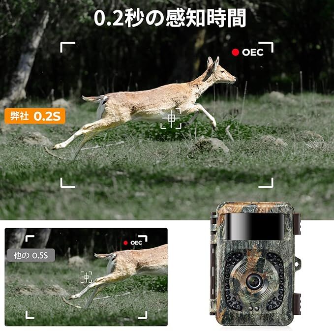 管303-274 ☆ K&F Concept トレイルカメラ 4K 32MP Wi-Fi対応 Bluetooth 120° 超広検知範囲 940nm不可視光赤外線 人感センサー IP66 防水の画像2