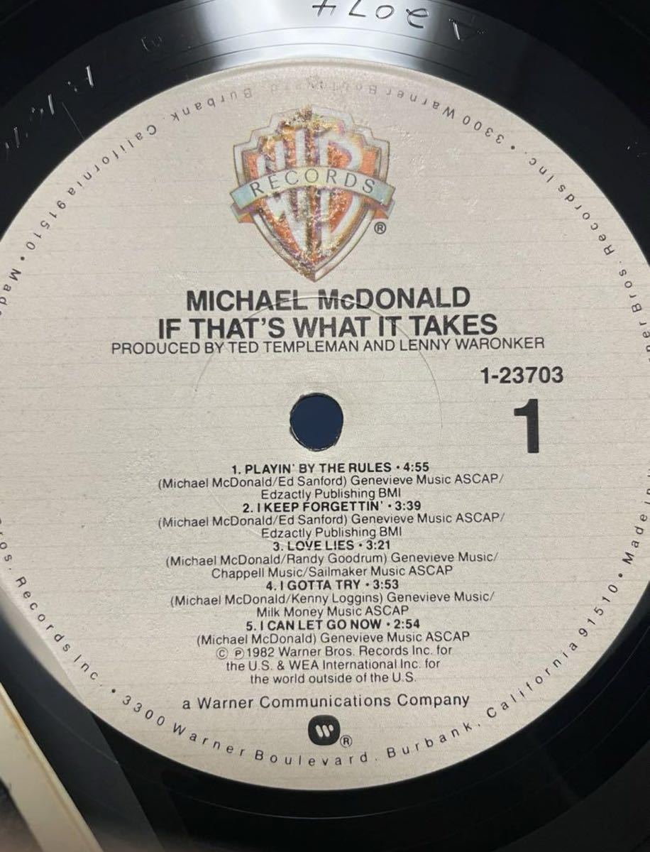 Michael McDonald マイケル マクドナルド レコード LP シュリンク US盤 IF THAT’S WHAT IT TAKES warren g g-rap サンプリング_画像2