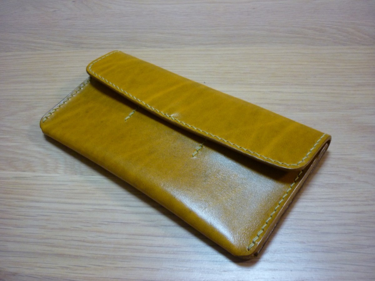 ベルギー産　ルガトショルダー　薄型長財布　札入れ　　完全手縫い製品