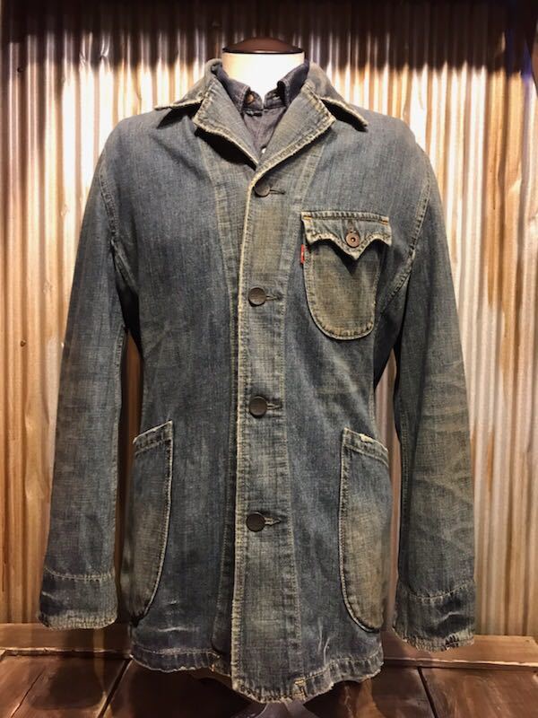 H073 メンズジャケット Levi's リーバイス デニム アメカジ インディゴ Gジャン カバーオール サックコート チェンジボタン 70802(8)/ M_画像4