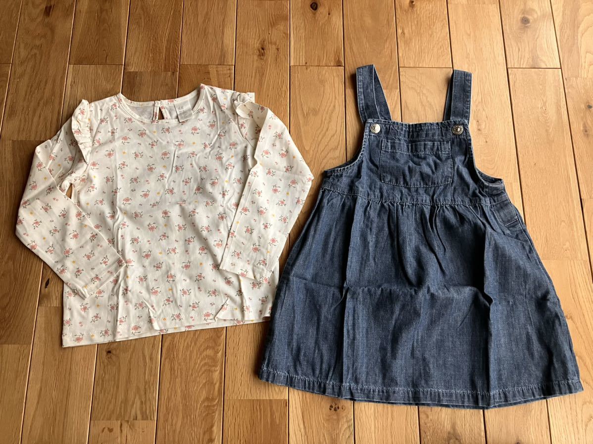 新品 H&M 女の子ベビー ジャンスカ ロンT 薄手 100センチ