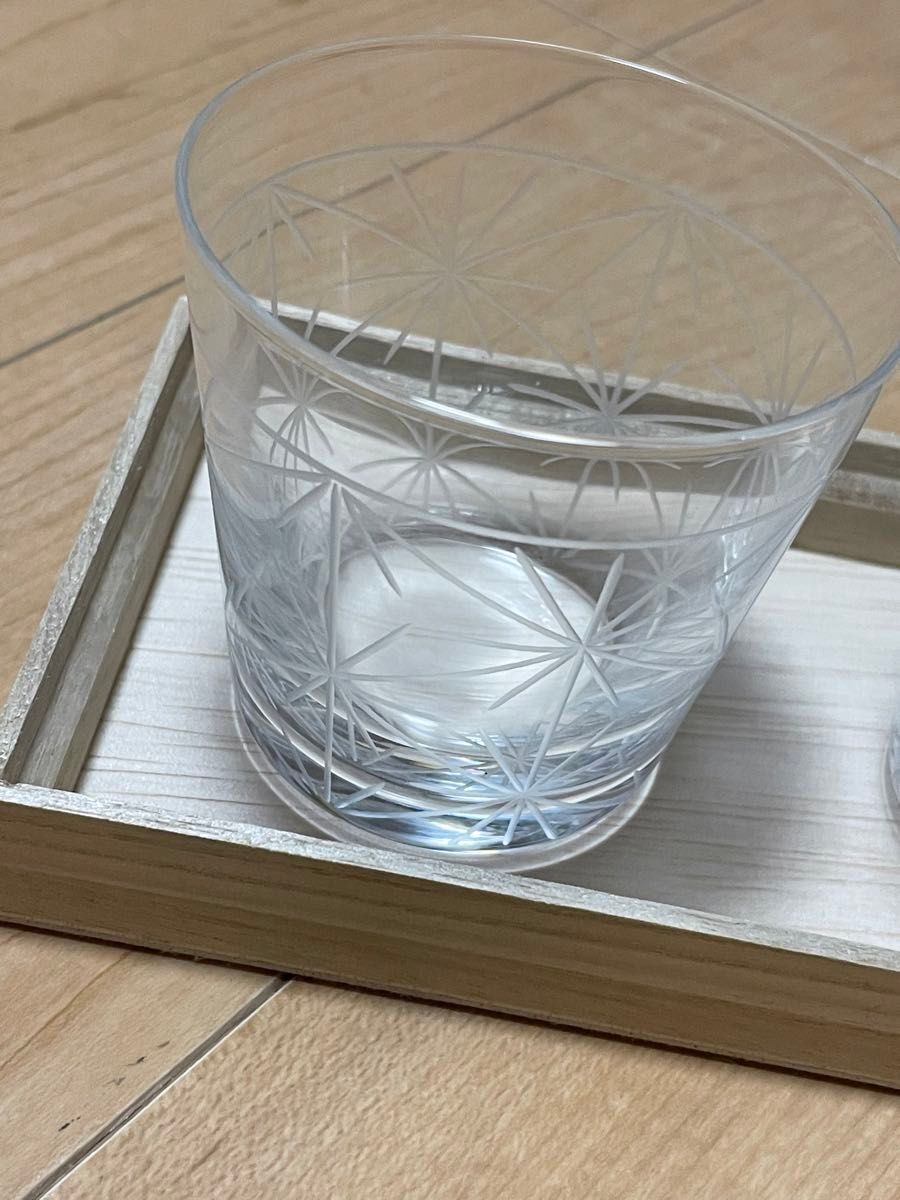 麻の葉切子グラス　ショートセット ペアセット（桐箱入り）
