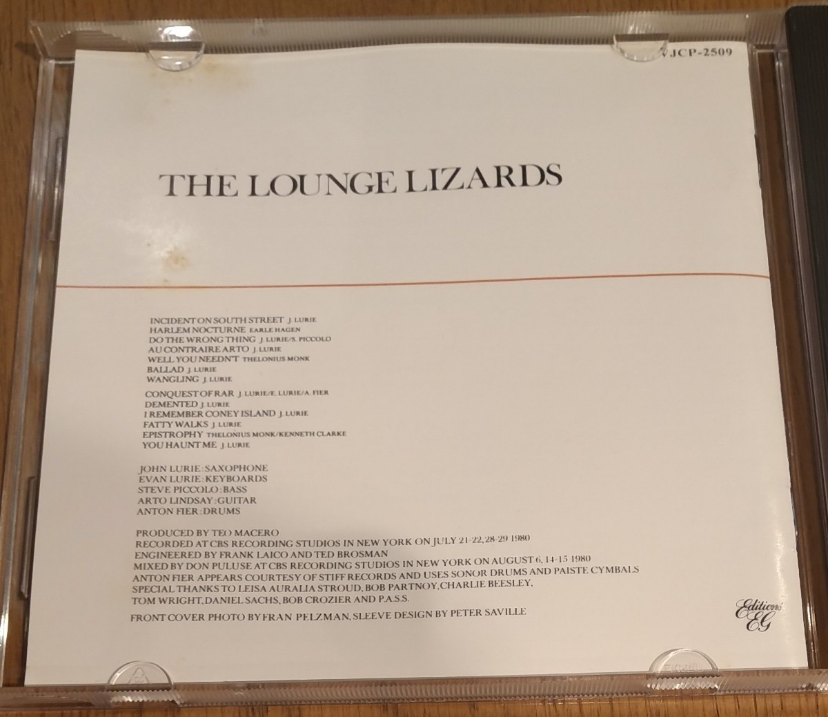 The Lounge Lizards 1st 廃盤国内盤中古CD ザ・ラウンジ・リザーズ s.t. john lurie evan arto lindsay anton fier VJCP-2509 2500円盤の画像4