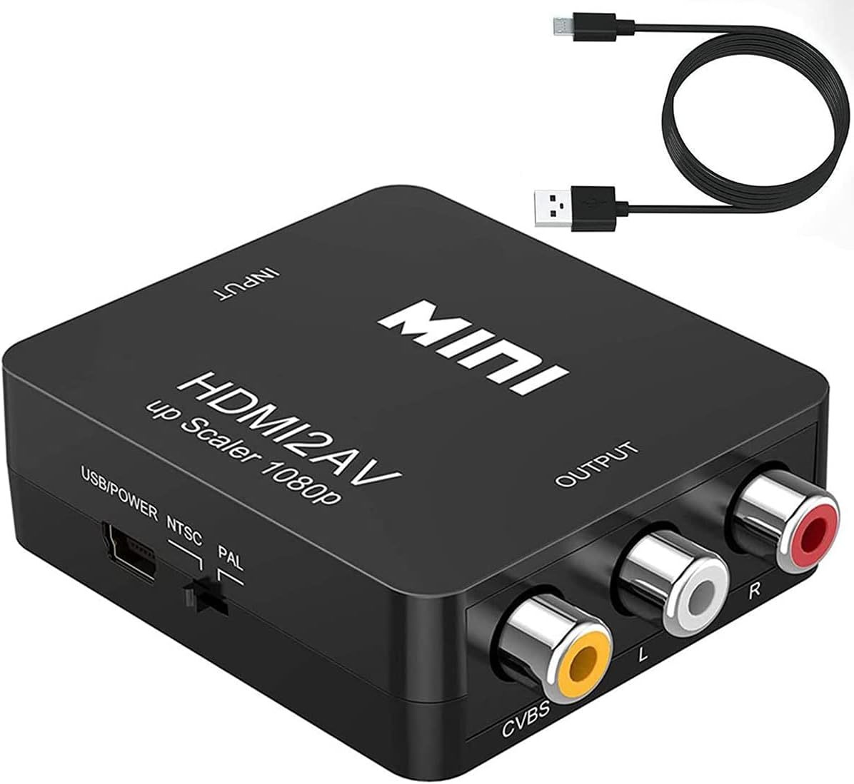 HDMI to AV変換コンバーター HDMI to RCA変換 1080P対応 アナログ変換 充電ケーブル付きの画像1