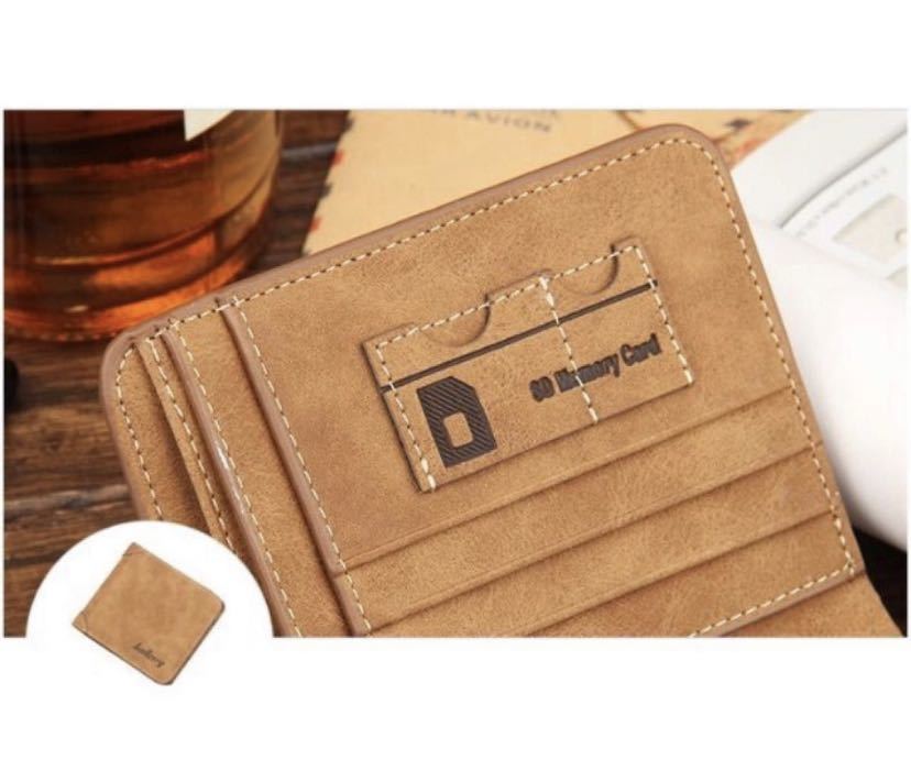 財布 メンズ 二つ折り財布 PUレザー 厳選素材 大容量カード入れ（ブラウン色）_画像2