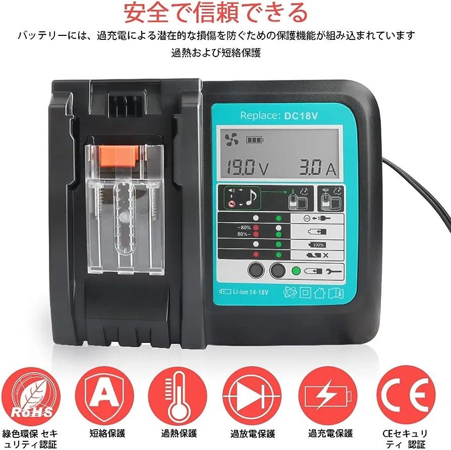 DC18V充電器 マキタ14.4Ｖ/18Ｖ互換充電器 