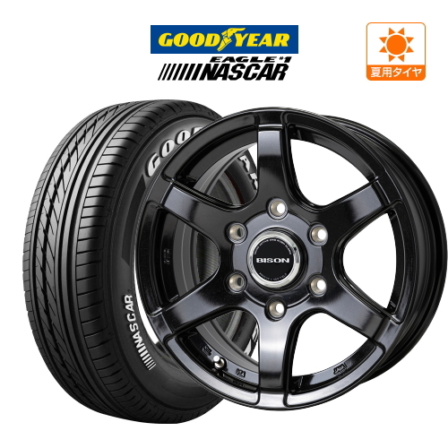 200系 ハイエース ホイール 4本セット ホットスタッフ バイソン BN-04 グッドイヤー NASCAR (ナスカー) 195/80R15 キャラバンの画像1