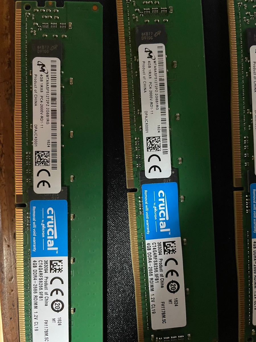 DDR4 2666MHz ECC Server Memory 4GB Crucial 14枚セット 計56GB_画像2