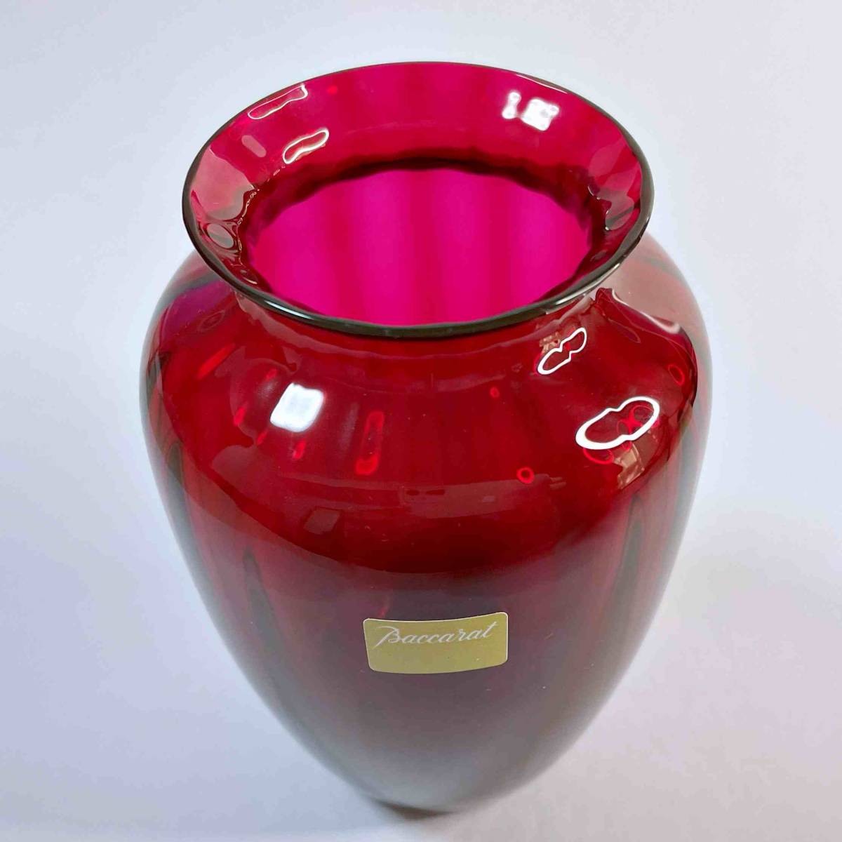 #l4 即決 美品 バカラ Baccarat ガラス 花瓶 ワインレッド 高さ約11cm 口径約5cm_画像2
