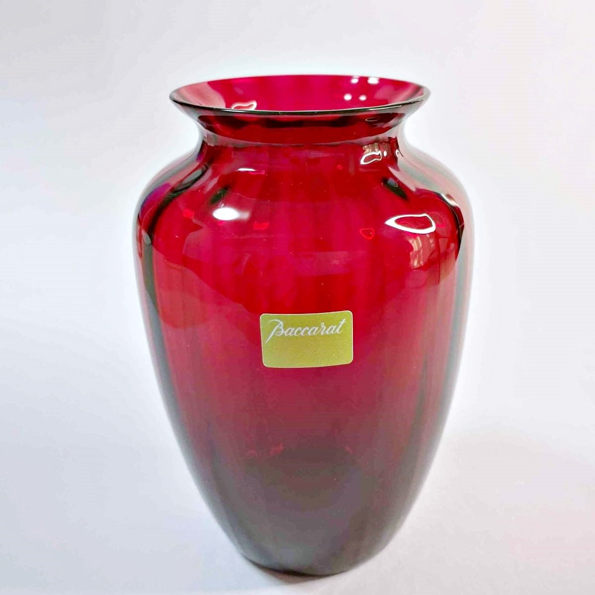 #l4 即決 美品 バカラ Baccarat ガラス 花瓶 ワインレッド 高さ約11cm 口径約5cm_画像1
