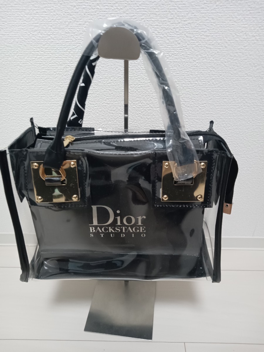 Dior ディオール ショップ袋 ショッパー ブラック新品クリアバッグチャーム、リボン付_画像3
