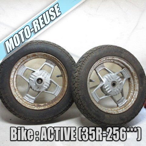 □【ACTIVE アクティブ 35R】純正ホイール前後SET　（ペリカンジョグ　27V JOG）□K44228_画像1