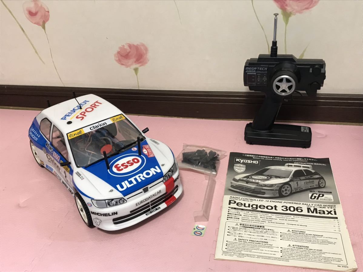 送料無料　当時物 1/10 京商 プジョー 306 マキシ ピュアテンGP マンティス FF エンジンカー KYOSHO PEUGEOT Maxi Pure Ten RALLY CAR