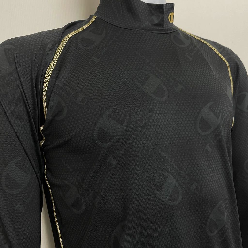  new goods 15775Champion Champion M black dot Logo men's long sleeve mok neck innerwear under wear running . sweat speed . sport UV cut 
