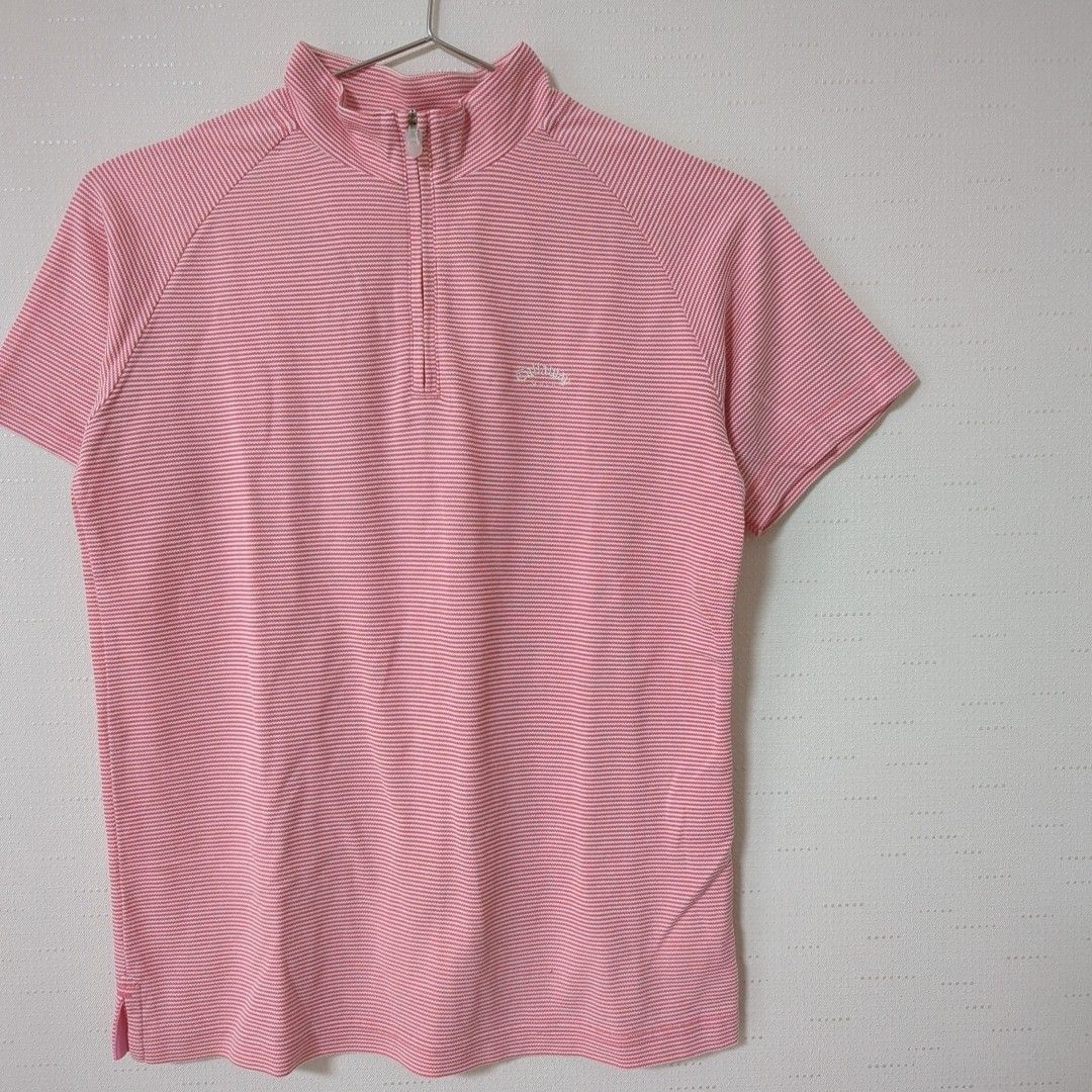 Callaway　キャロウェイ　レディース　ゴルフウェア　半袖　ポロシャツ　 ハーフジップ　スポーツウェア　ピンク　Ｍサイズ
