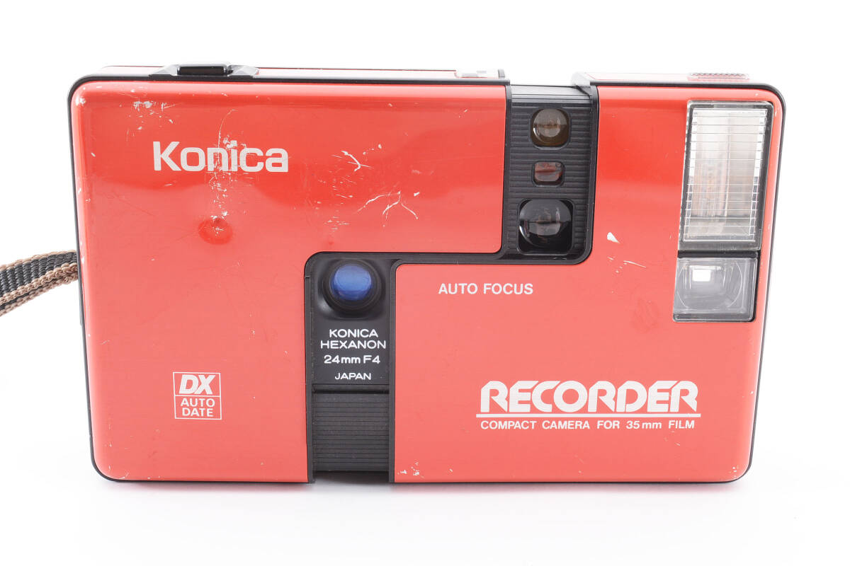 ★実用品★ KONICA コニカ RECORDER 35mm / HEXANON 24mm F4 レコーダー コンパクト フィルムカメラ ハーフカメラ レッド