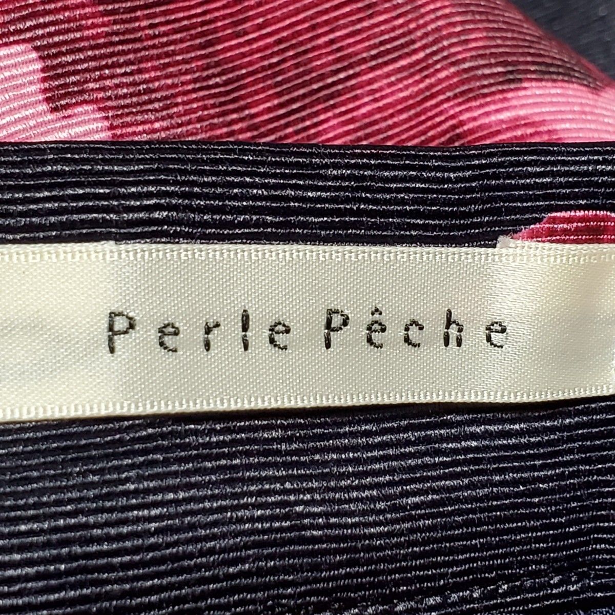 Perle Peche ペルルペッシュ 花柄 フレアスカート 濃紺 ネイビー ピンク レディース 38 Mサイズ 日本製 