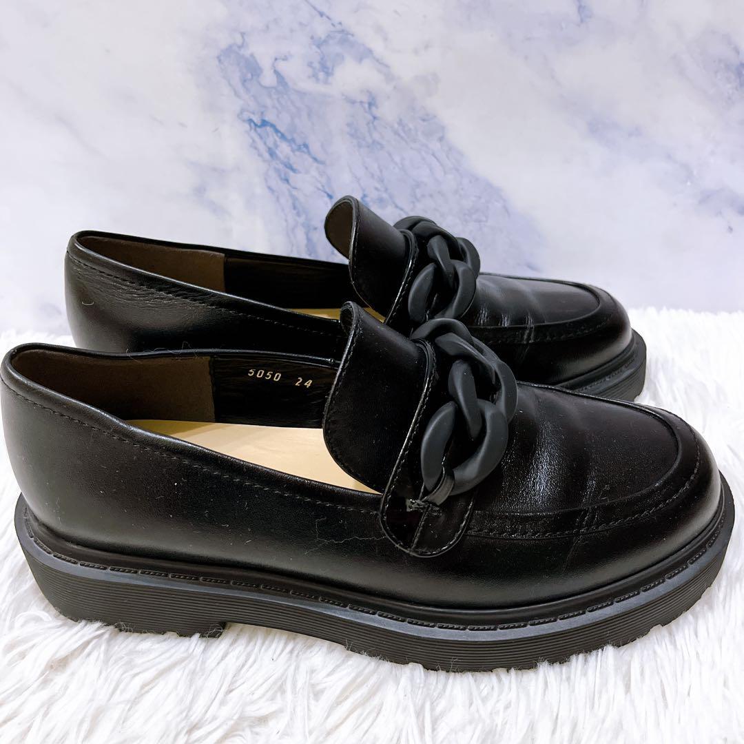  бесплатная доставка прекрасный товар tsumori chisato WALK Tsumori Chisato walk цепь узор Loafer Loafer черный чёрный 24cm