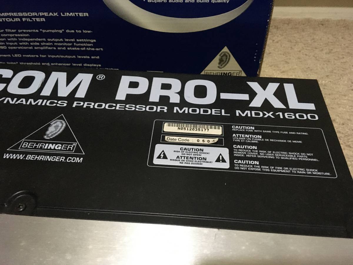 【録音やライブに】2ch オーディオプロセッサ AUTOCOM PRO-XL MDX1600 BEHRINGER【現場向け】_画像4
